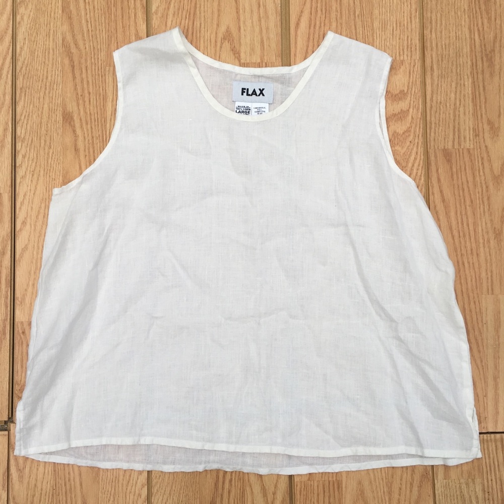 Flax white 100% linen tank Cami blouse